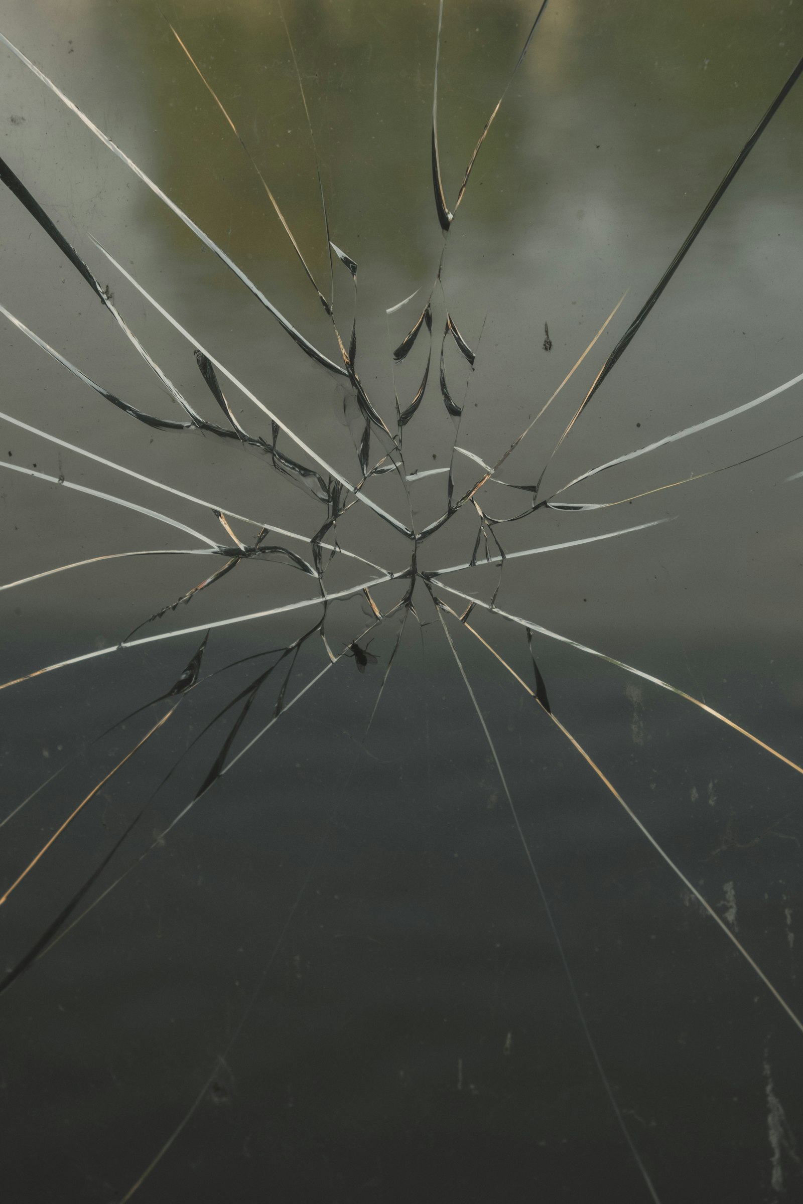 Cracked glass pane