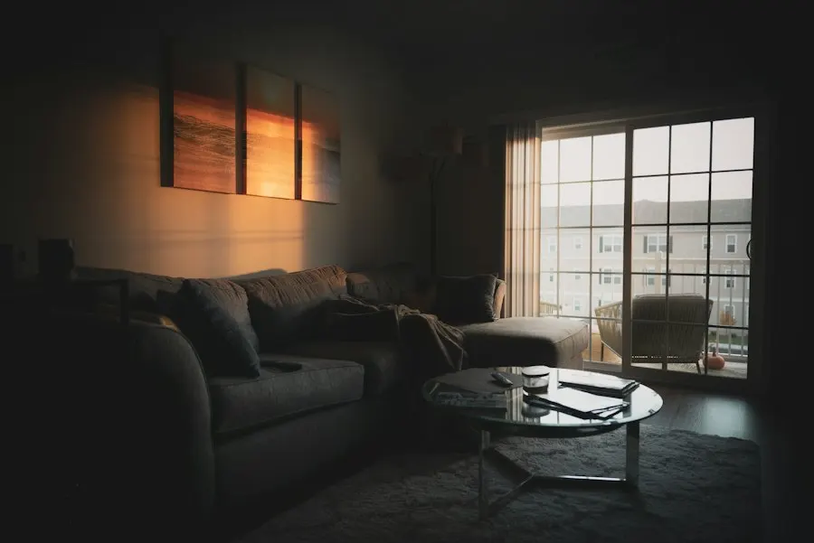 Sectional sofa near a window