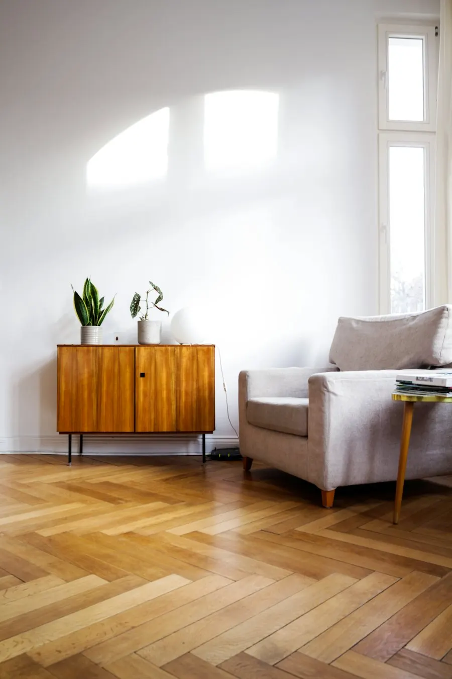 Sunlight through a window onto a wood floor