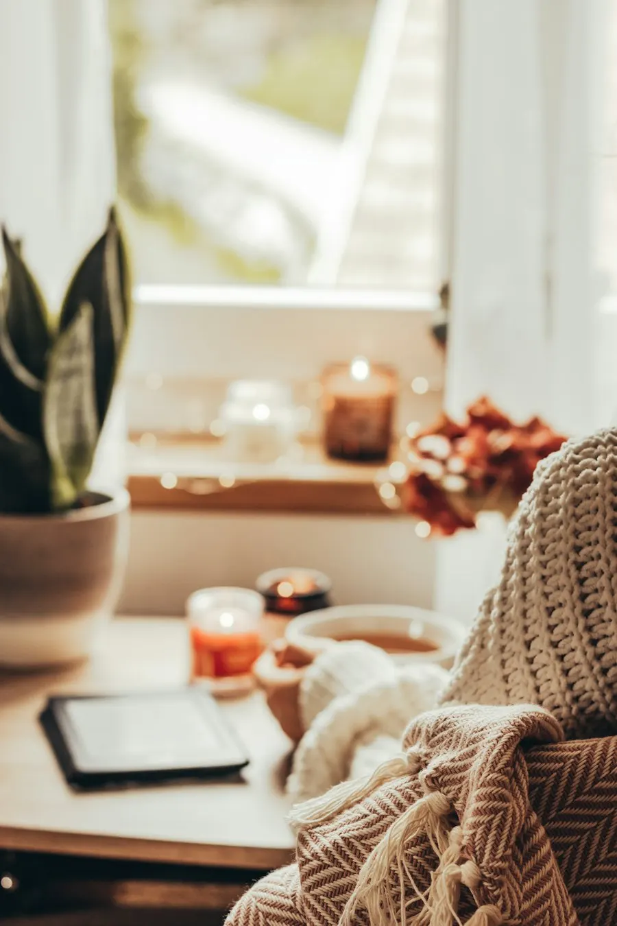 Warm home window in winter
