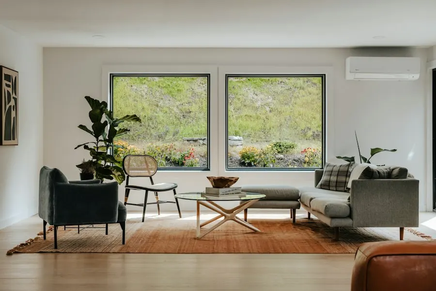 Living room with large windows