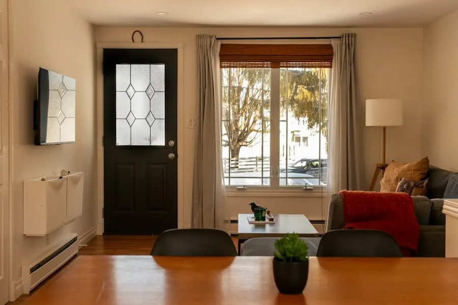 Cozy living room with a large window