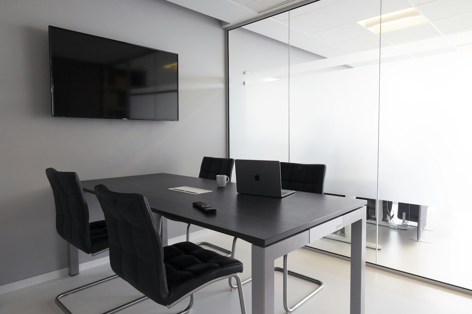 Meeting room with glass walls